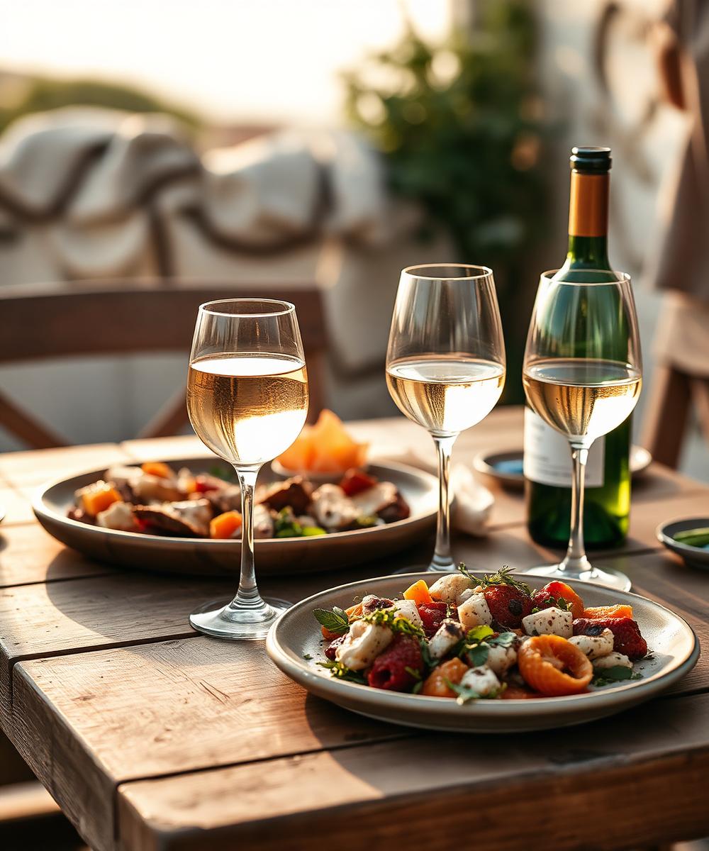 Glasses of ouzo on a rustic table